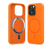 kwmobile Coque pour téléphone pour Apple iPhone 15 Pro - Coque avec Bords en Silicone - Dos magnétique Compatible MagSafe - Disponible en Orange fruitée