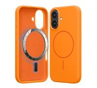kwmobile Coque pour téléphone pour Apple iPhone 16 - Coque avec Bords en Silicone - Dos magnétique Compatible MagSafe - Disponible en Orange fruitée