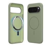 kwmobile Coque pour téléphone pour Google Pixel 10 / Pixel 10 Pro - Coque avec Bords en Silicone - Dos magnétique Compatible MagSafe - Disponible en Vert Gris
