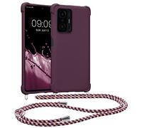 kwmobile Étui à bandoulière compatible avec Xiaomi 11T / 11T Pro - Coque en silicone TPU avec sangle - Bordeaux Violet