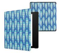 kwmobile Étui Compatible avec Amazon Kindle Oasis 10. Generation Coque - Étui à Rabat magnétique Tablette eReader Similicuir - Bleu-Bleu Clair-Blanc