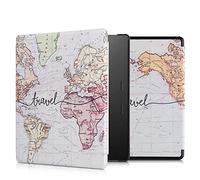 kwmobile Étui Compatible avec Amazon Kindle Oasis 10. Generation Coque - Étui à Rabat magnétique Tablette eReader Similicuir - Noir-Multicolore