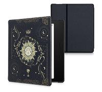 kwmobile Étui Compatible avec Amazon Kindle Oasis 10. Generation Coque - Étui à Rabat magnétique Tablette eReader Similicuir - Bleu foncé-Jaune-Noir