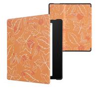 kwmobile Étui Compatible avec Amazon Kindle Oasis 10. Generation Coque - Étui à Rabat magnétique Tablette eReader Similicuir - Blanc-Orange-Marron