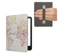 kwmobile Étui Compatible avec Amazon Kindle Paperwhite (2024)/Colorsoft Coque - Étui à Rabat magnétique Tablette eReader Similicuir avec Sangle - Noir-Multicolore