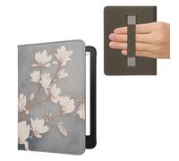 kwmobile Étui Compatible avec Amazon Kindle Paperwhite (2024)/Colorsoft Coque - Étui à Rabat magnétique Tablette eReader Similicuir avec Sangle - Taupe-Blanc-Bleu-Gris