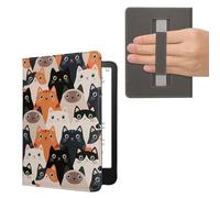 kwmobile Étui Compatible avec Amazon Kindle Paperwhite (2024)/Colorsoft Coque - Étui à Rabat magnétique Tablette eReader Similicuir avec Sangle - Orange-Noir-Blanc