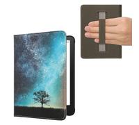 kwmobile Étui Compatible avec Amazon Kindle Paperwhite (2024)/Colorsoft Coque - Étui à Rabat magnétique Tablette eReader Similicuir avec Sangle - Bleu-Gris-Noir