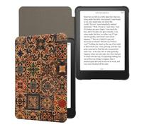 kwmobile Étui Compatible avec Amazon Kindle Paperwhite (2024)/Colorsoft - Étui à Rabat Magnétique pour Tablette en Liège Carreaux avec Motifs Marron-Bleu-Rouge