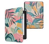 kwmobile Étui Compatible avec Amazon Kindle Paperwhite Coque - Étui à Rabat magnétique Tablette eReader Similicuir - Rose Clair-Jaune-Vert