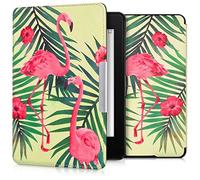 kwmobile Étui Compatible avec Amazon Kindle Paperwhite Coque - Étui à Rabat magnétique Tablette eReader Similicuir - Rose Clair-Vert-Vert Clair