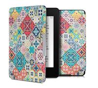 kwmobile Étui Compatible avec Amazon Kindle Paperwhite Coque - Étui à Rabat magnétique Tablette eReader Similicuir - Bleu-Rouge-Marron Clair