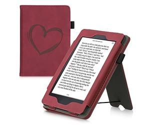 kwmobile Étui Compatible avec Amazon Kindle Paperwhite Coque - Étui à Rabat magnétique Tablette eReader Daim synthétique - Rouge foncé