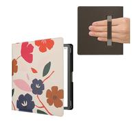 kwmobile Étui Compatible avec Amazon Kindle Scribe (2022/2024) Coque - Étui à Rabat magnétique Tablette eReader Similicuir avec Sangle - Fuchsia-Bleu foncé-crème