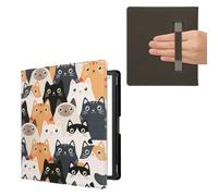 kwmobile Étui Compatible avec Amazon Kindle Scribe (2022/2024) Coque - Étui à Rabat magnétique Tablette eReader Similicuir avec Sangle - Orange-Noir-Blanc