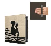 kwmobile Étui Compatible avec Amazon Kindle Scribe (2022/2024) Coque - Étui à Rabat magnétique Tablette eReader Similicuir avec Sangle - Noir-Beige