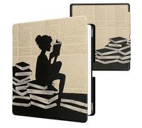 kwmobile Étui Compatible avec Amazon Kindle Scribe (2024) Coque - Étui à Rabat magnétique Tablette eReader Similicuir - Noir-Beige