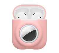 kwmobile Étui compatible avec Apple Airpods 1 et 2 - Coque en silicone compatible avec AirTag - Rangement avec mousqueton - Rose poudré