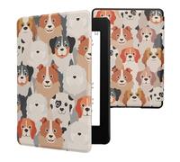 kwmobile Etui Compatible avec Kindle Paperwhite 11e génération - Étui à Rabat magnétique Tablette eReader Similicuir pour Kindle Paperwhite - Blanc-Marron Clair-Gris