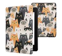 kwmobile Etui Compatible avec Kindle Paperwhite 11e génération - Étui à Rabat magnétique Tablette eReader Similicuir pour Kindle Paperwhite - Orange-Noir-Blanc