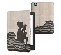 kwmobile Étui Compatible avec Kobo Aura Edition 2 Coque - Étui à Rabat magnétique Tablette eReader Similicuir - Noir-Beige