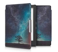 kwmobile Étui Compatible avec Kobo Aura H2O Edition 1 Coque - Étui à Rabat magnétique Tablette eReader Similicuir - Bleu-Gris-Noir