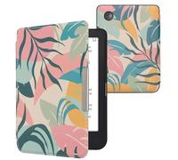 kwmobile Étui Compatible avec Kobo Clara 2E Coque - Étui à Rabat magnétique Tablette eReader Similicuir - Rose Clair-Jaune-Vert
