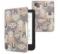 kwmobile Étui Compatible avec Kobo Clara 2E Coque - Étui à Rabat magnétique Tablette eReader Similicuir - Blanc-Marron-Gris