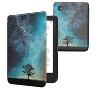 kwmobile Étui Compatible avec Kobo Clara 2E Coque - Étui à Rabat magnétique Tablette eReader Similicuir - Bleu-Gris-Noir