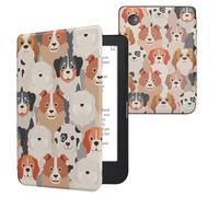 kwmobile Étui Compatible avec Kobo Clara 2E Coque - Étui à Rabat magnétique Tablette eReader Similicuir - Blanc-Marron Clair-Gris