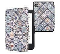 kwmobile Étui Compatible avec Kobo Clara 2E Coque - Étui à Rabat magnétique Tablette eReader Similicuir - Bleu-Orange-Blanc