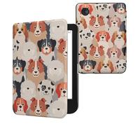 kwmobile Étui Compatible avec Kobo Clara BW/Colour Coque - Étui à Rabat magnétique Tablette eReader Similicuir - Blanc-Marron Clair-Gris