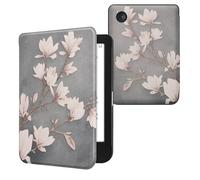 kwmobile Étui Compatible avec Kobo Clara BW/Colour Coque - Étui à Rabat magnétique Tablette eReader Similicuir - Taupe-Blanc-Bleu-Gris