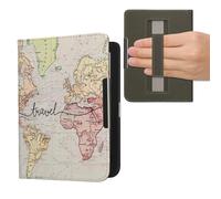 kwmobile Étui Compatible avec Kobo Clara BW/Colour Coque - Étui à Rabat magnétique Tablette eReader Similicuir avec Sangle - Noir-Multicolore