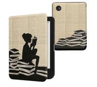kwmobile Étui Compatible avec Kobo Clara BW/Colour Coque - Étui à Rabat magnétique Tablette eReader Similicuir - Noir-Beige