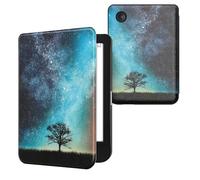 kwmobile Étui Compatible avec Kobo Clara BW/Colour Coque - Étui à Rabat magnétique Tablette eReader Similicuir - Bleu-Gris-Noir
