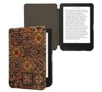kwmobile Étui Compatible avec Kobo Clara BW/Colour - Étui à Rabat Magnétique pour Tablette en Liège Carreaux avec Motifs Marron-Bleu-Rouge
