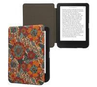 kwmobile Étui Compatible avec Kobo Clara BW/Colour - Étui à Rabat Magnétique pour Tablette en Liège Fleurs Couleurs Orange-Vert-Rouge