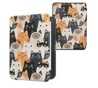 kwmobile Étui Compatible avec Kobo Clara HD Coque - Étui à Rabat magnétique Tablette eReader Similicuir - Orange-Noir-Blanc