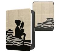 kwmobile Étui Compatible avec Kobo Clara HD Coque - Étui à Rabat magnétique Tablette eReader Similicuir - Noir-Beige