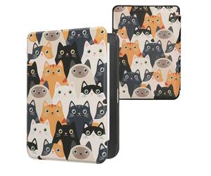 kwmobile Étui Compatible avec Kobo Clara HD Coque - Étui à Rabat magnétique Tablette eReader Similicuir - Orange-Noir-Blanc