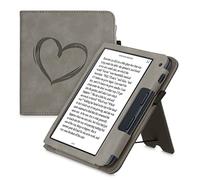 kwmobile Étui Compatible avec Kobo Libra 2 Coque - Étui à Rabat magnétique Tablette eReader Daim synthétique - Gris