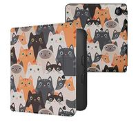 kwmobile Étui Compatible avec Kobo Libra 2 Coque - Étui à Rabat magnétique Tablette eReader Similicuir - Orange-Noir-Blanc