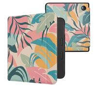 kwmobile Étui Compatible avec Kobo Libra 2 Coque - Étui à Rabat magnétique Tablette eReader Similicuir - Rose Clair-Jaune-Vert