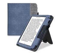 kwmobile Étui Compatible avec Kobo Libra 2 Coque - Étui à Rabat magnétique Tablette eReader Similicuir - Bleu foncé-Gris foncé