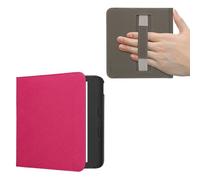 kwmobile Étui Compatible avec Kobo Libra Colour Coque - Étui à Rabat magnétique Tablette eReader Similicuir avec Sangle - Rose Fluo