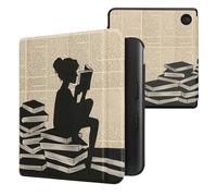 kwmobile Étui Compatible avec Kobo Libra Colour Coque - Étui à Rabat magnétique Tablette eReader Similicuir - Noir-Beige