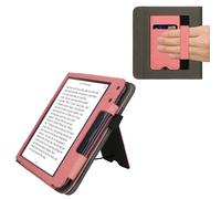 kwmobile Étui Compatible avec Kobo Libra Colour Coque - Étui à Rabat magnétique Tablette eReader Similicuir - Rose Clair-Gris foncé