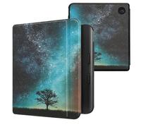 kwmobile Étui Compatible avec Kobo Libra Colour Coque - Étui à Rabat magnétique Tablette eReader Similicuir - Bleu-Gris-Noir
