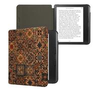 kwmobile Étui Compatible avec Kobo Libra Colour - Étui à Rabat Magnétique pour Tablette en Liège Carreaux avec Motifs Marron-Bleu-Rouge